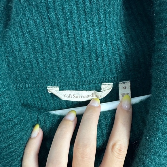 Soft Surroundings Calanthe Cashmere Pullover Teal Size XS - Picture 2 of 7
